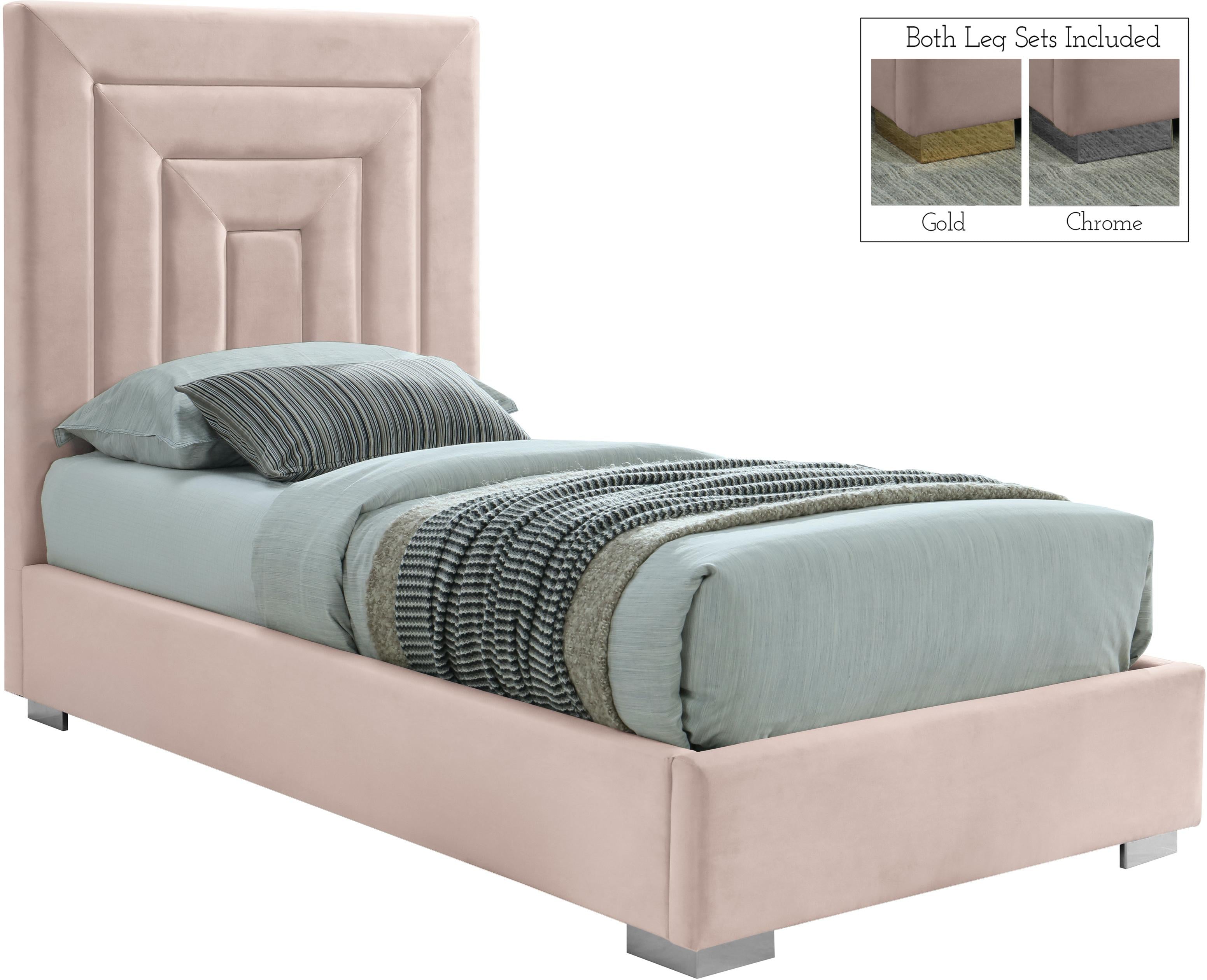 Nora Pink Velvet Twin Bed