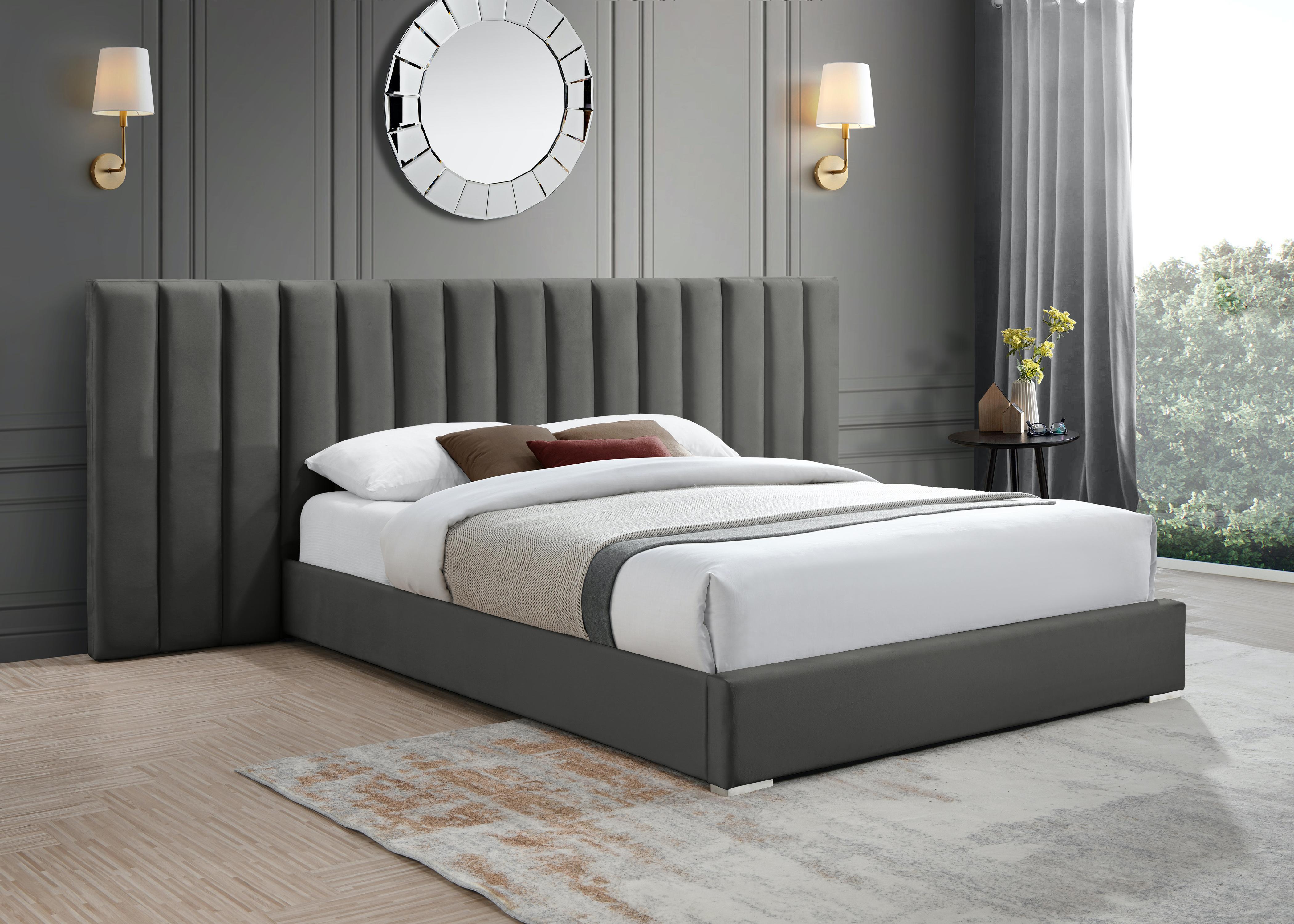 Pablo Grey Velvet King Bed