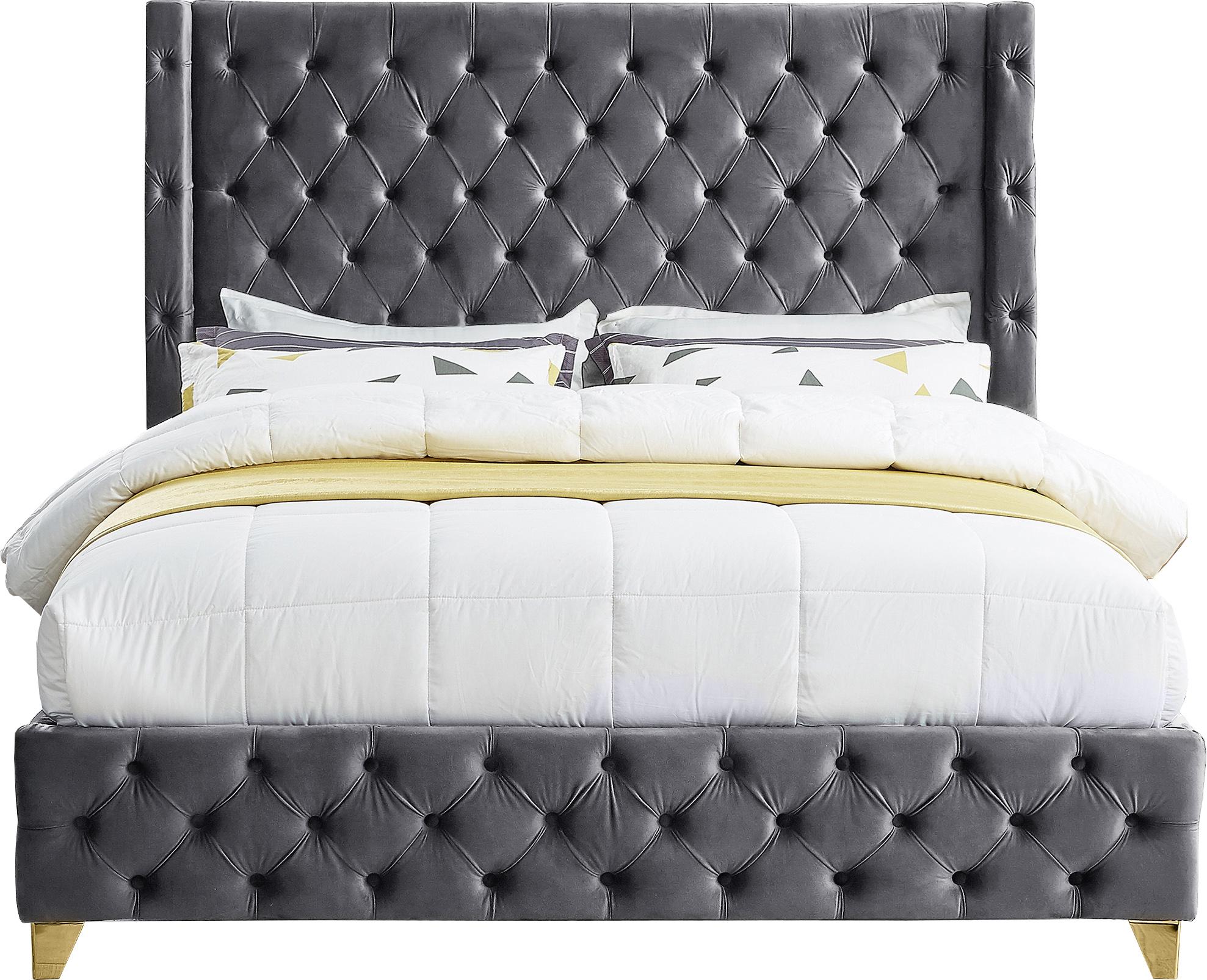 Savan Grey Velvet Full Bed