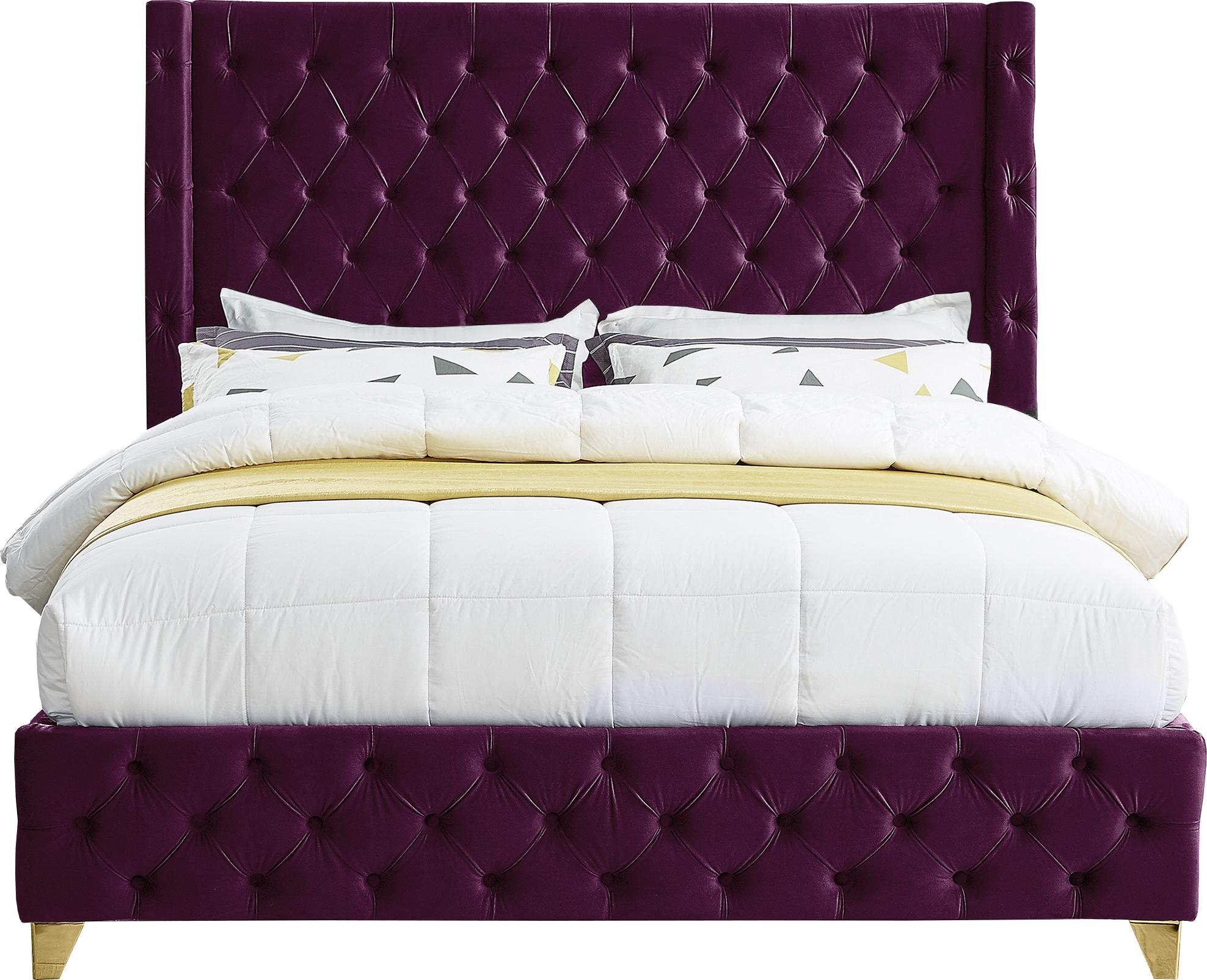 Savan Purple Velvet King Bed