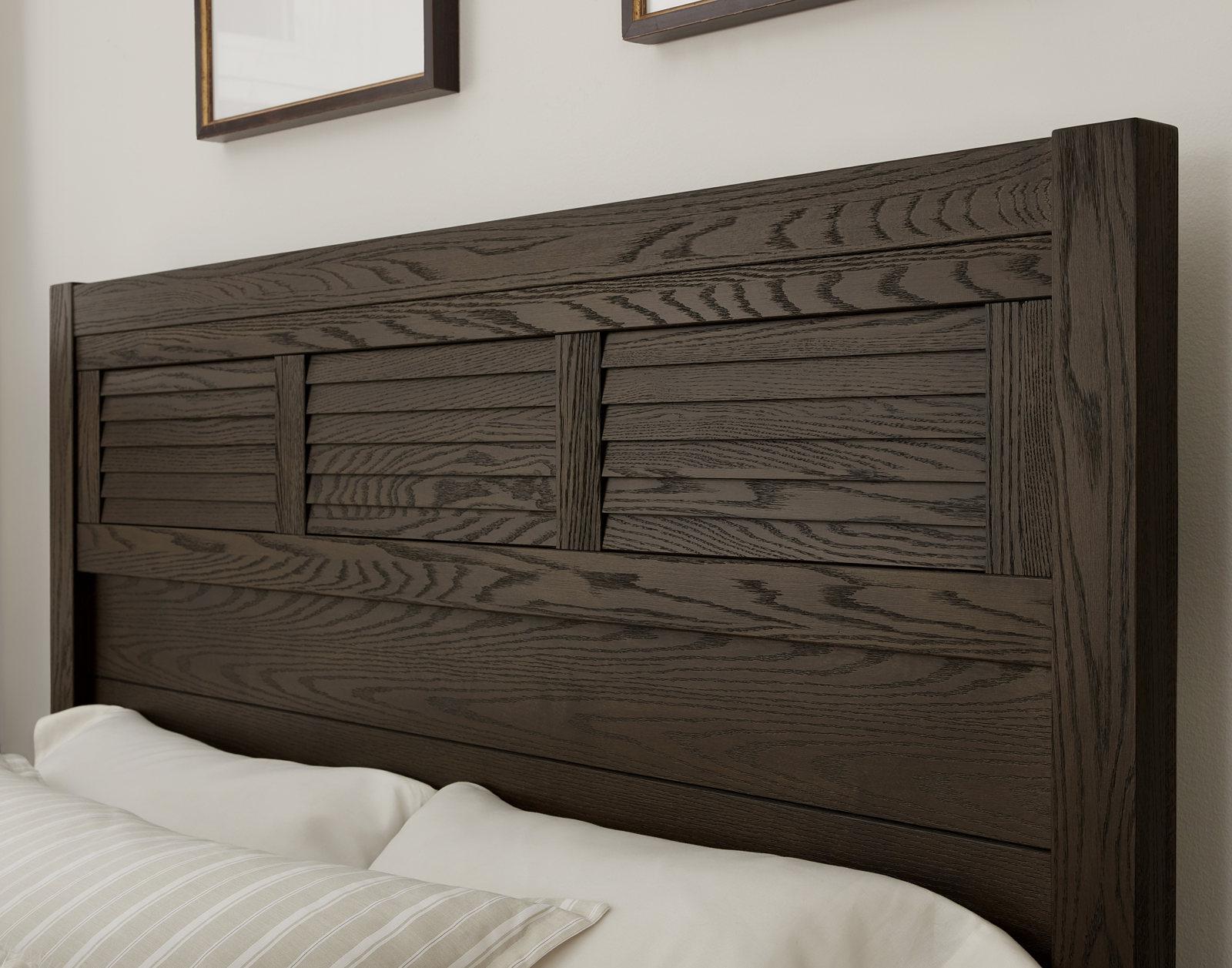 Vaughan-Bassett Passageways Charleston Brown California King Louvered Bed with Low Profile Footboard in Dark Brown