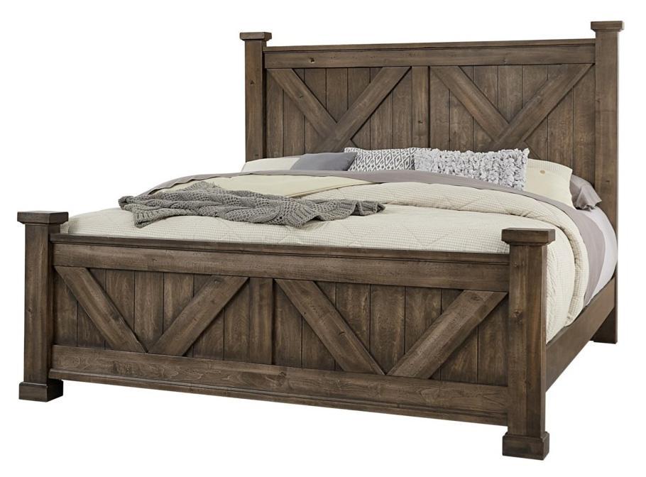 Vaughan-Bassett Cool Rustic King Barndoor X Headboard and Footboard Bed in Mink image