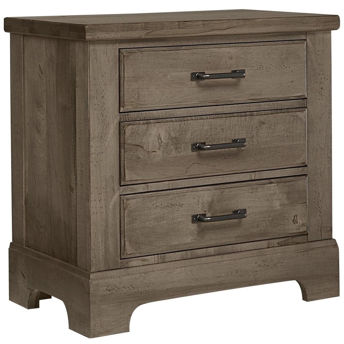 Vaughan-Bassett Cool Rustic 3 Drawer Nightstand in Stone Grey image